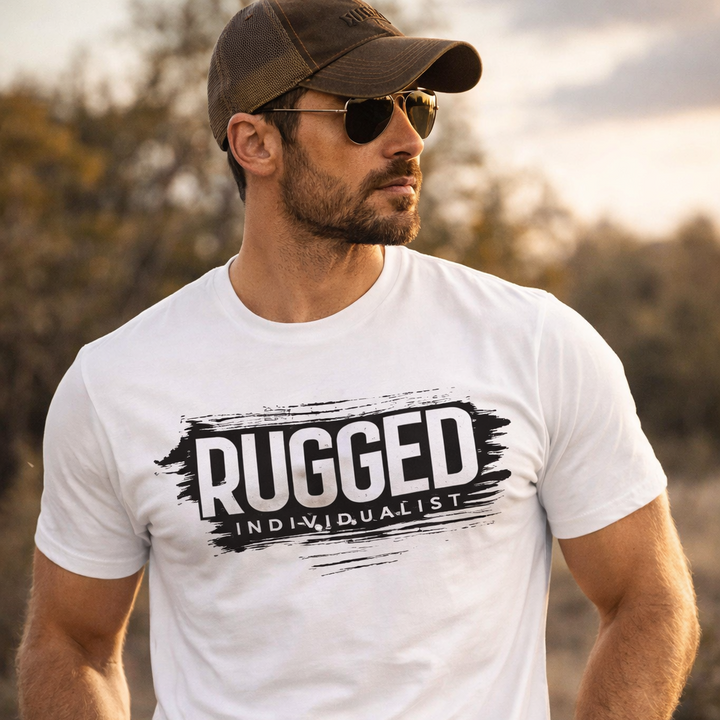 T-Shirt - Rugged Individualist Essential Tee – White with Black Print