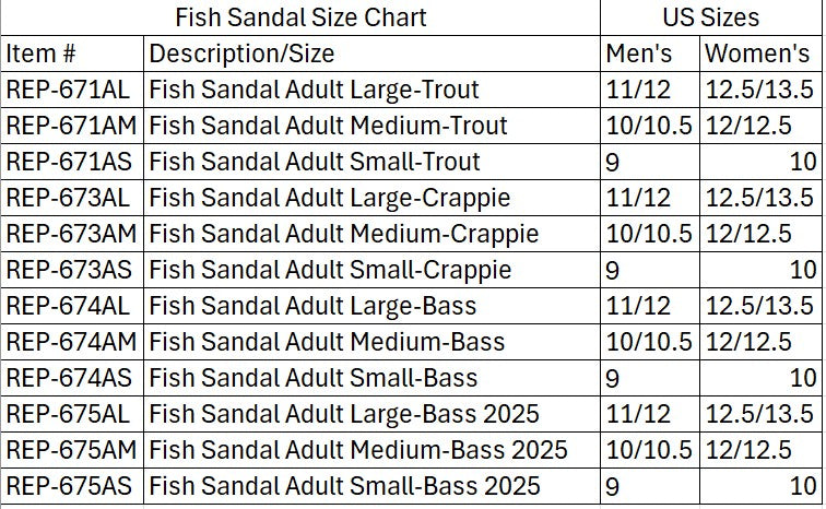 Fish Sandal Adult Medium-Crappie