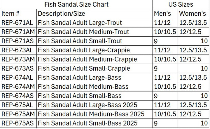 Fish Sandal Adult Medium-Crappie